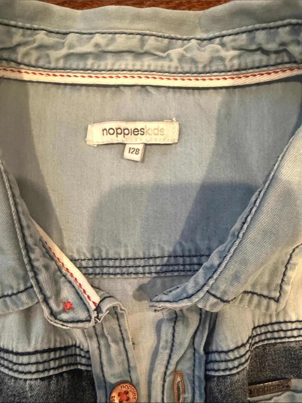 Noppies Light Blue Denim Jacket with Navy Stripes